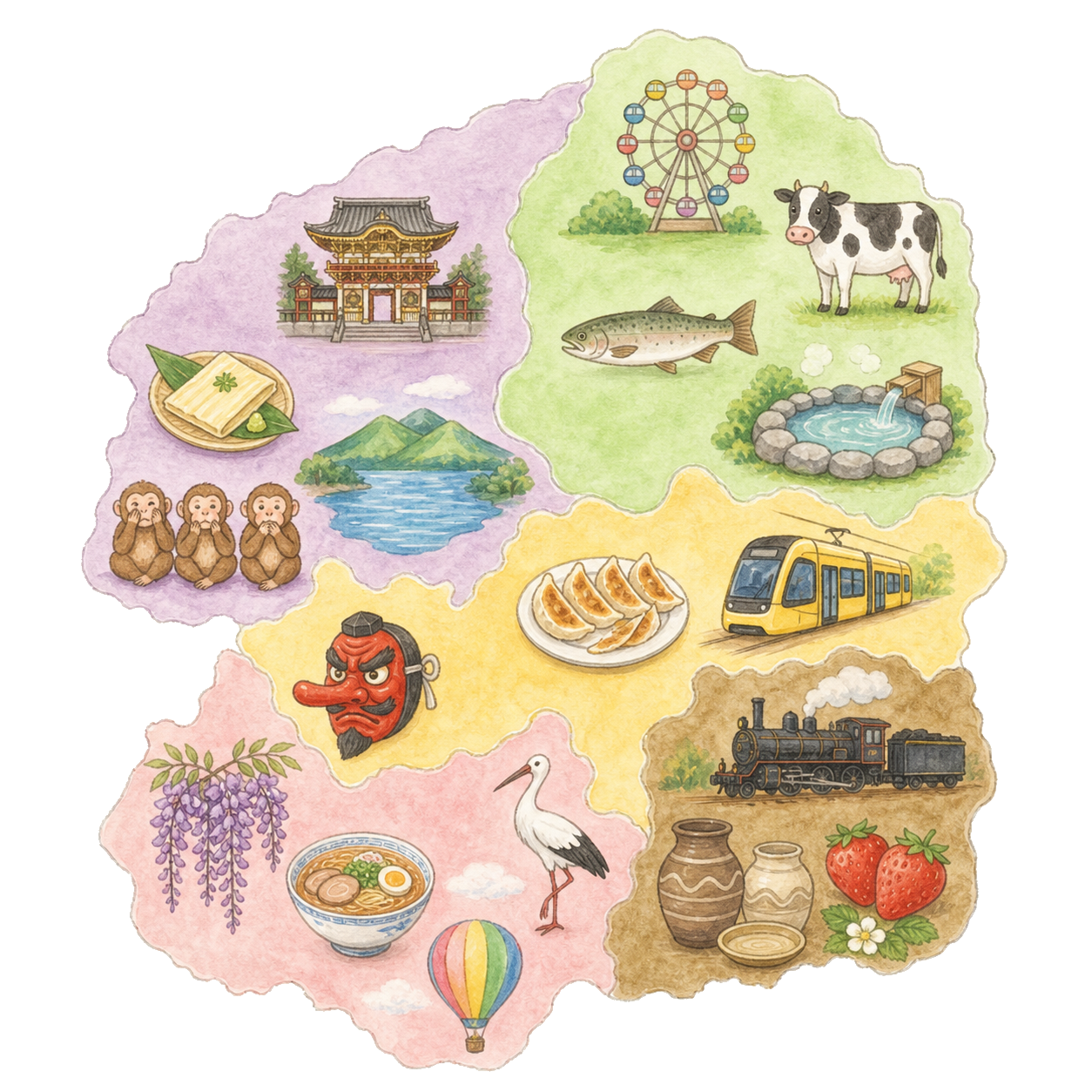 栃木県の5エリアマップ